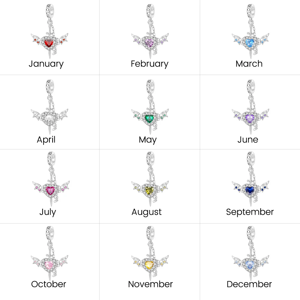 Gnoce Engravable Wounded Heart & Dagger Charm Platinum-plated Silver Blend - Image 8