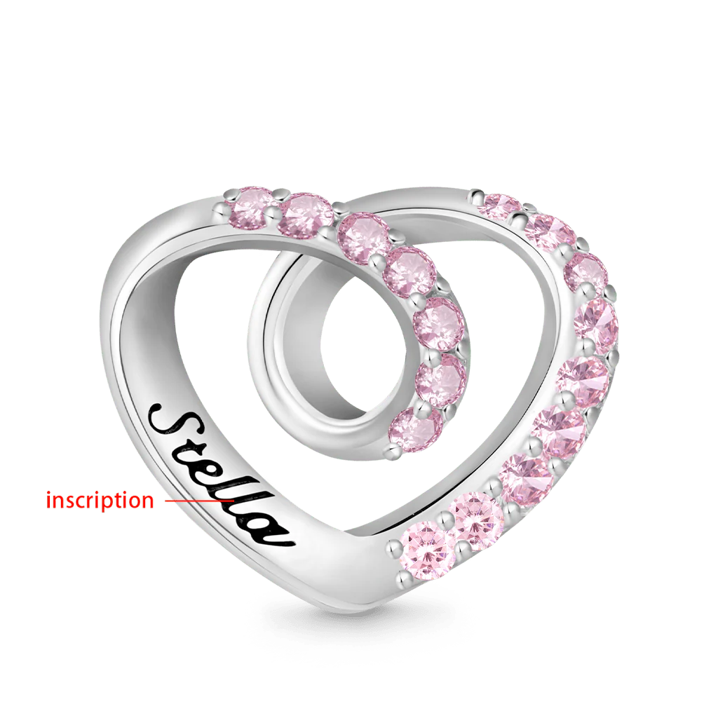 Gnoce Wrap Heart Engravable Birthstone Charm Platinum-plated Silver Blend - Image 2