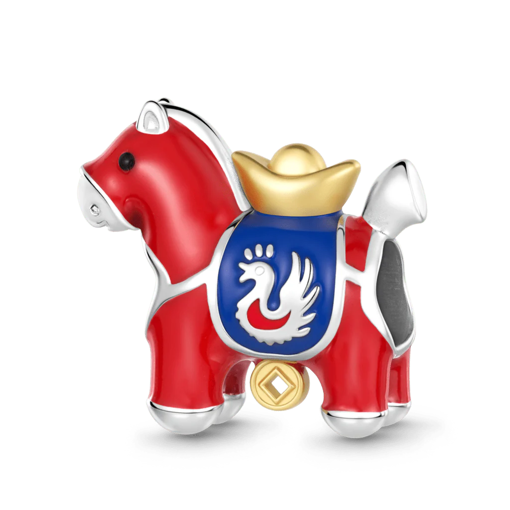 Gnoce Year of the Horse Lucky Charm Platinum-plated Silver Blend
