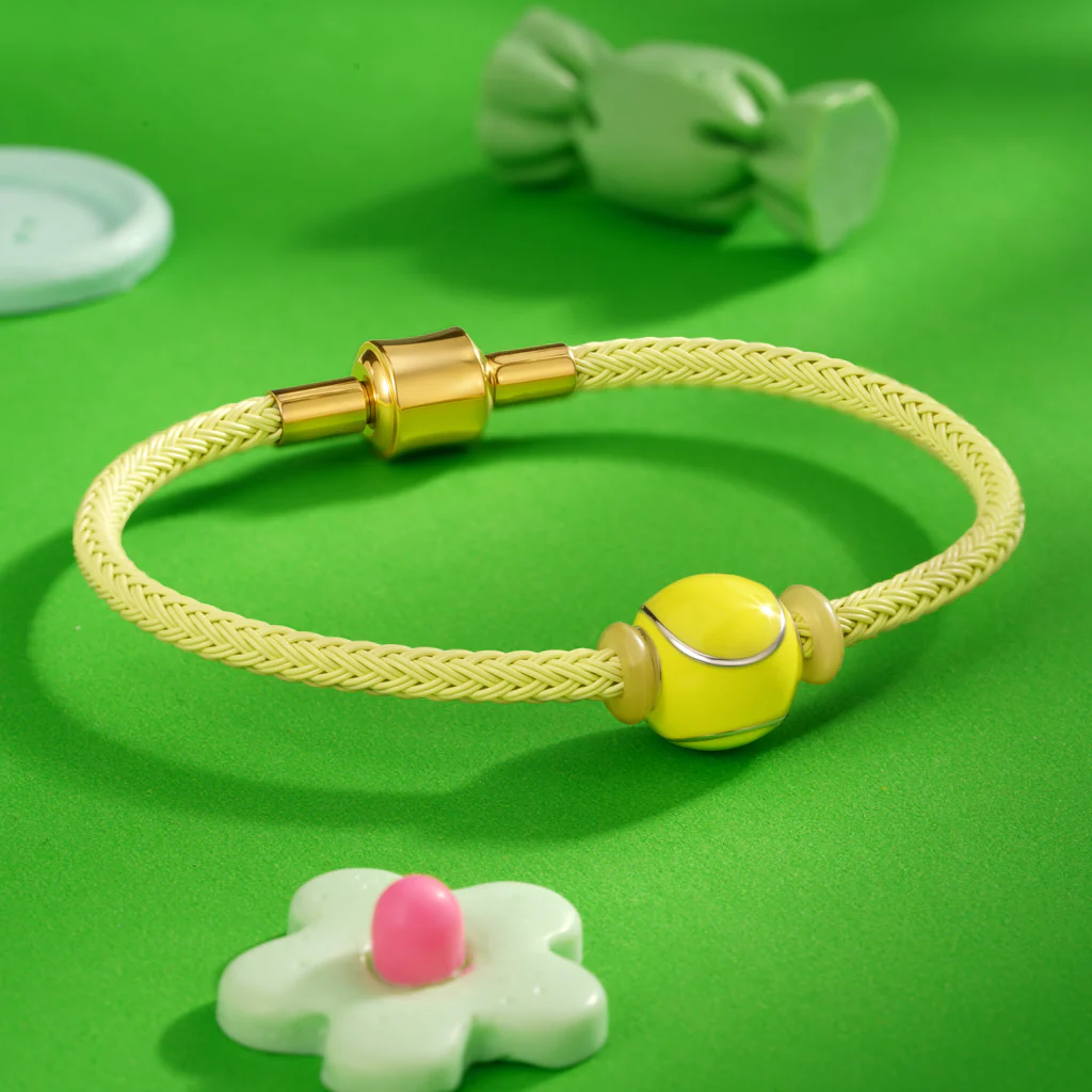 Gnoce Yellow Cylindrical Snap Basic Bracelet with 2 Pieces of Stoppers - Image 3