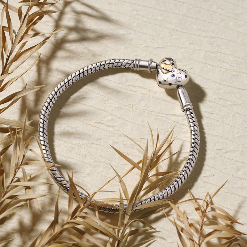 Gnoce Yellow Heart Basic Snake Chain Bracelet Platinum-plated Silver Blend - Image 3