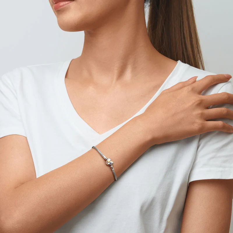 Gnoce Yellow Heart Basic Snake Chain Bracelet Platinum-plated Silver Blend - Image 4