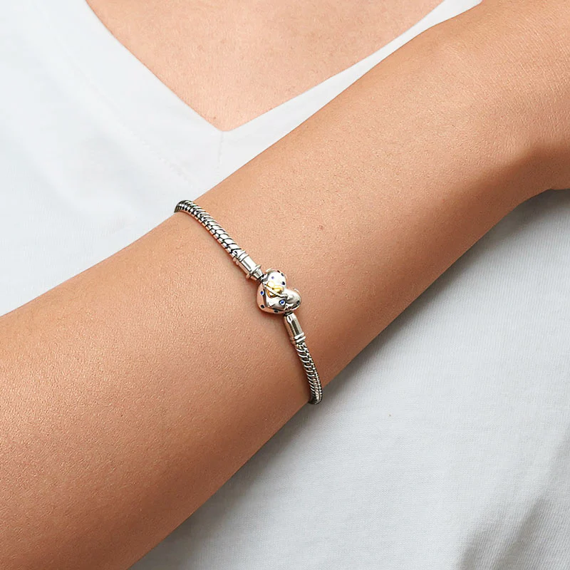 Gnoce Yellow Heart Basic Snake Chain Bracelet Platinum-plated Silver Blend - Image 5