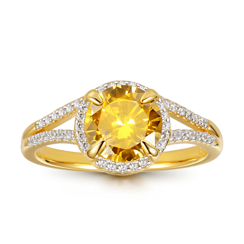 Gnoce Yellow Round-cut Promise Ring Platinum-plated Silver Blend