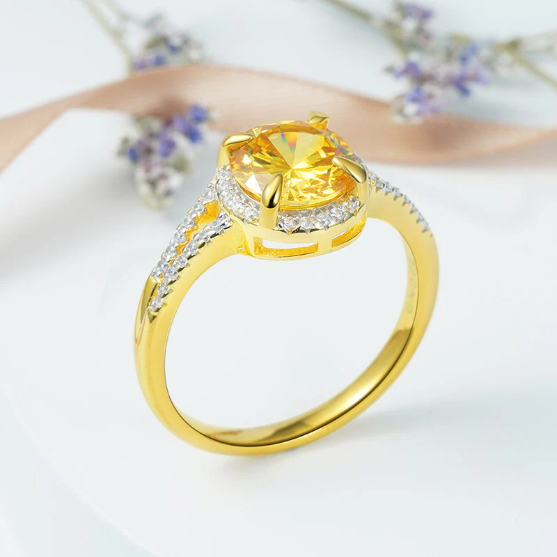 Gnoce Yellow Round-cut Promise Ring Platinum-plated Silver Blend - Image 3