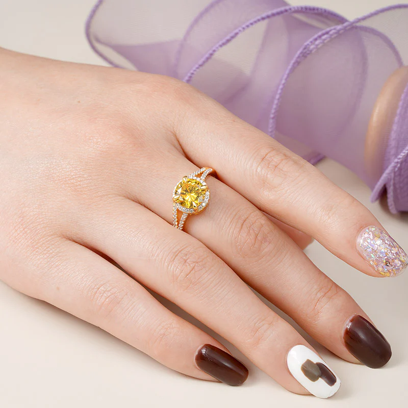 Gnoce Yellow Round-cut Promise Ring Platinum-plated Silver Blend - Image 4