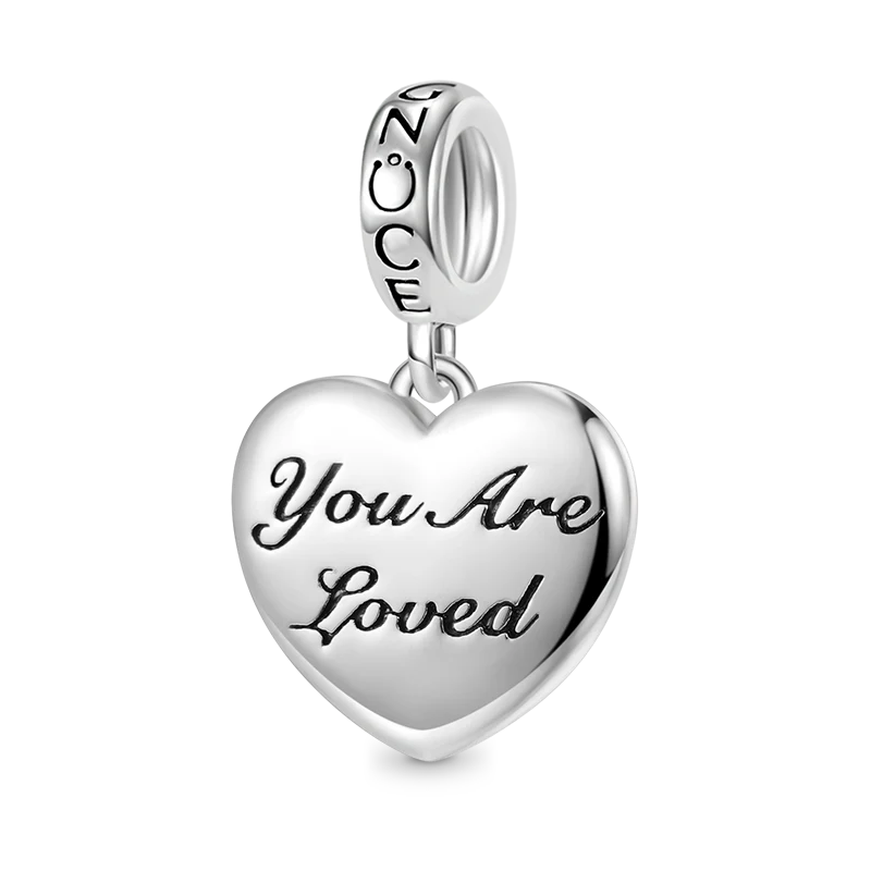 Gnoce "You Are Loved" Heart Charm Platinum-plated Silver Blend