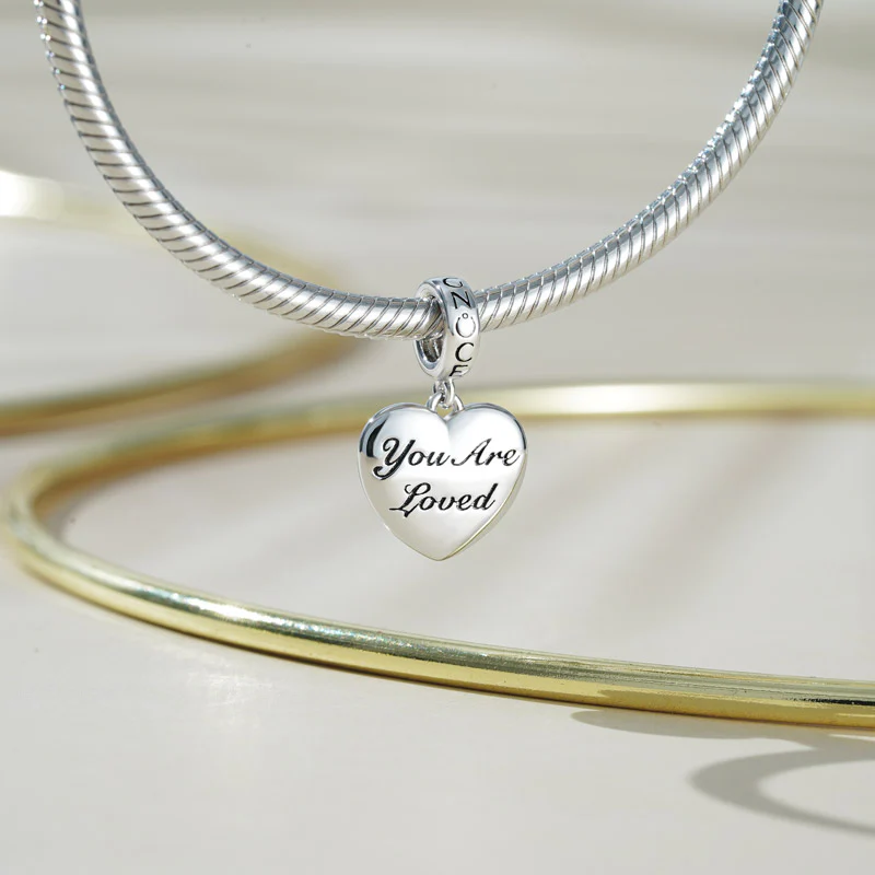 Gnoce "You Are Loved" Heart Charm Platinum-plated Silver Blend - Image 3