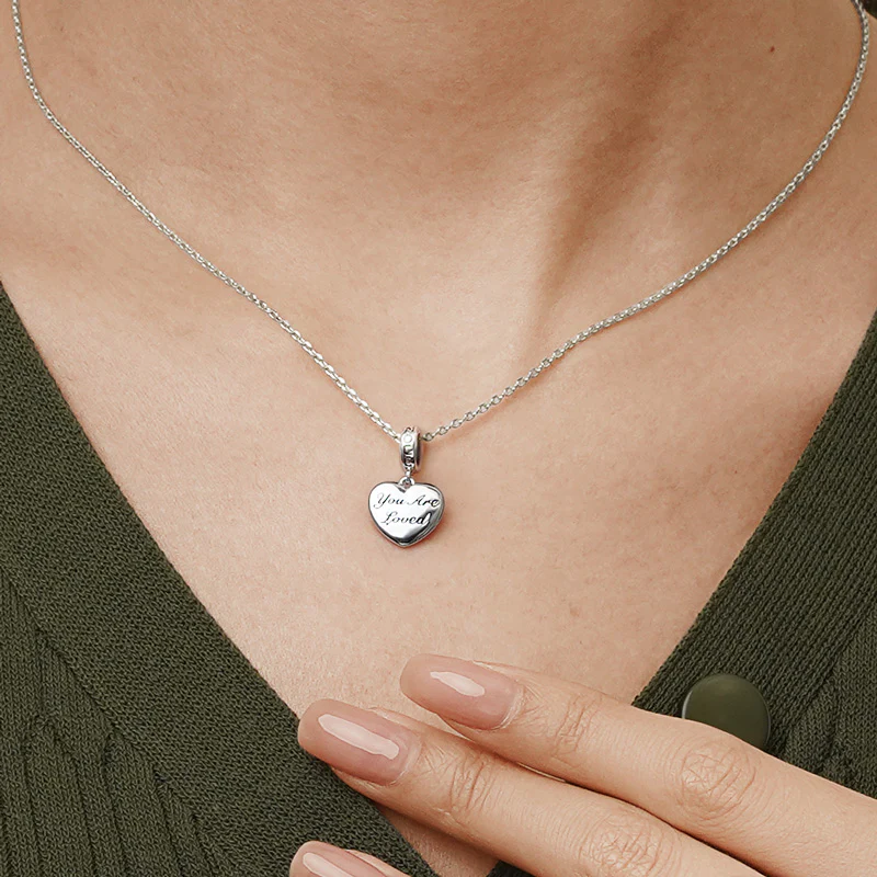 Gnoce "You Are Loved" Heart Charm Platinum-plated Silver Blend - Image 7
