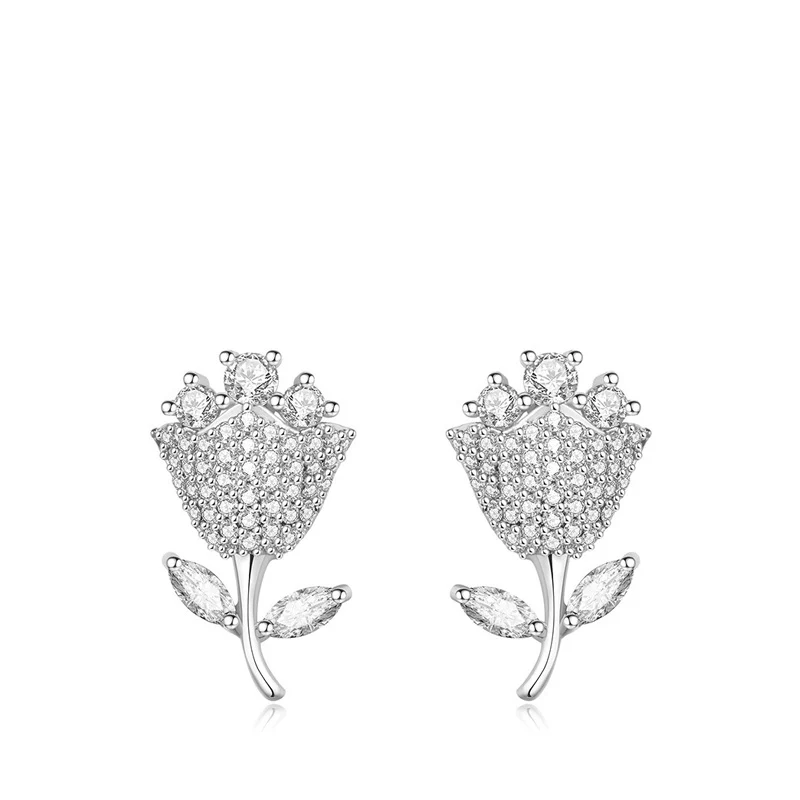 Zircon Pave Flower Earrings Natural Collection