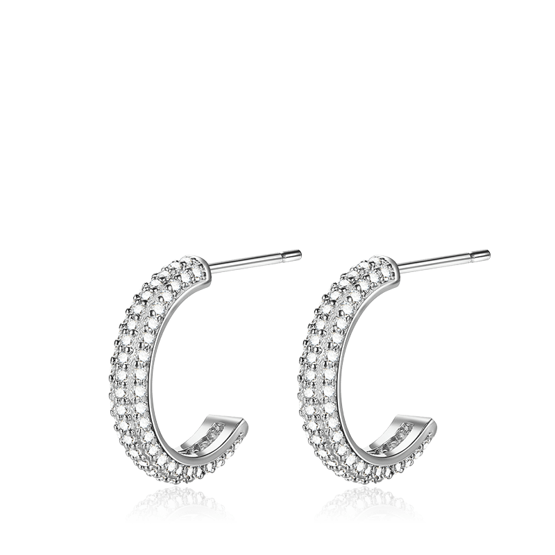 Zircon Pavé Shiny Stud Earrings