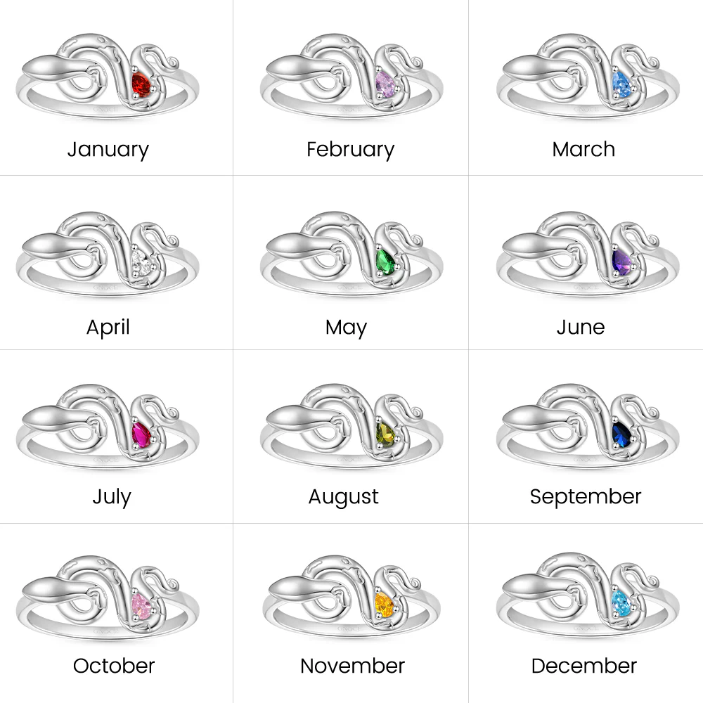 Gnoce Zodiac Snake Birthstone Ring - Image 6