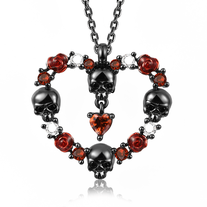 Gnoce Rose Skull Necklace Platinum-plated Silver Blend