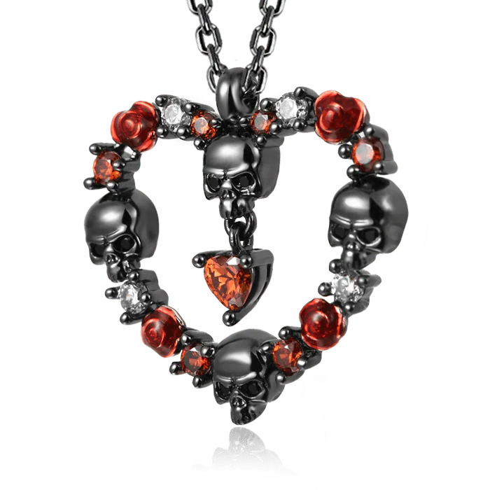Gnoce Rose Skull Necklace Platinum-plated Silver Blend - Image 2