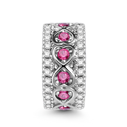 Gnoce Rose Stone Heart To Heart Stopper Platinum-plated Silver Blend