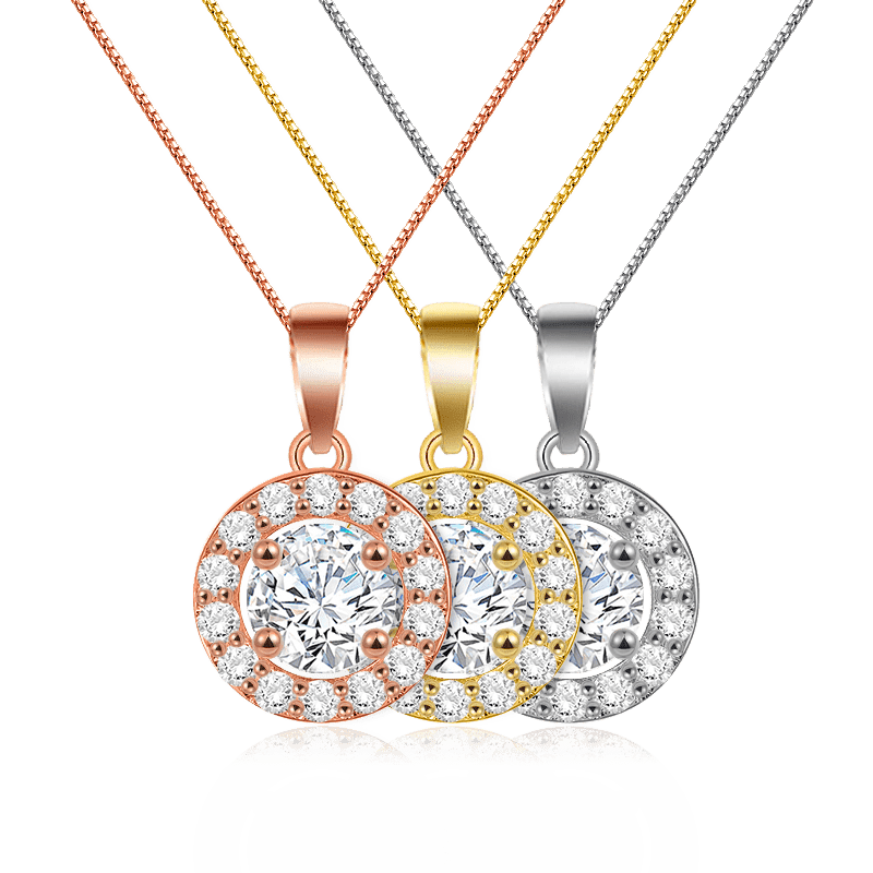 Round Stone Necklace Cross Chain
