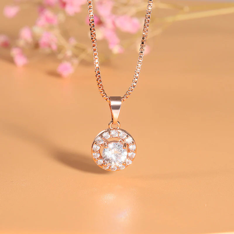 Round Stone Necklace Cross Chain - Image 2