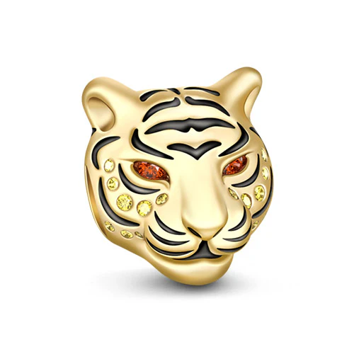 Gnoce Royal Tiger Charm Platinum-plated Silver Blend