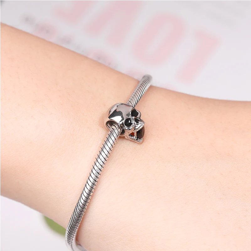Gnoce Shouting Skull Stopper Charm Platinum-plated Silver Blend - Image 3