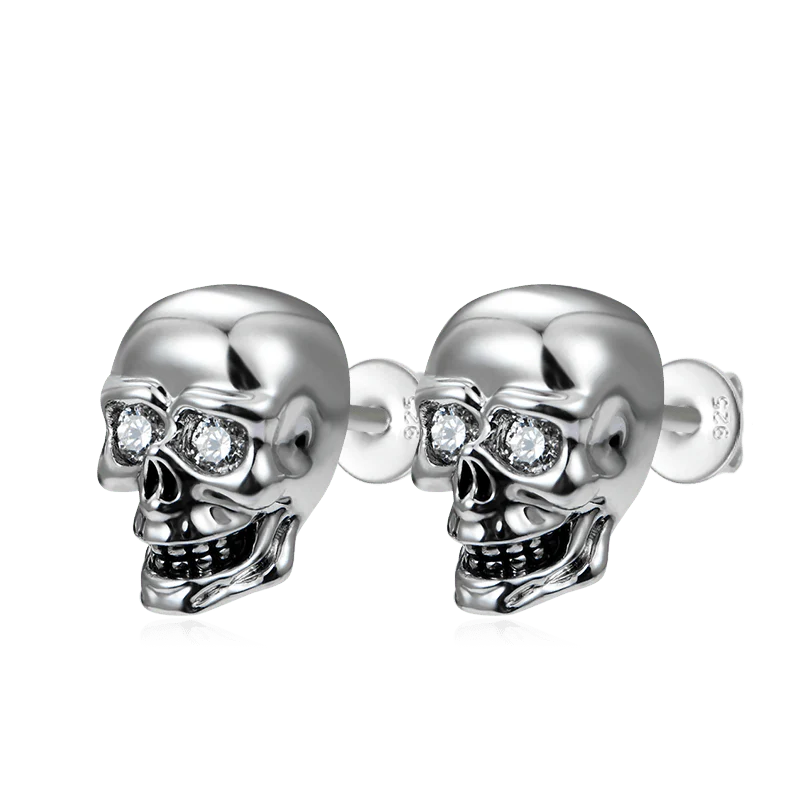 Gnoce Silver Skull Studs Platinum-plated Silver Blend - Image 2