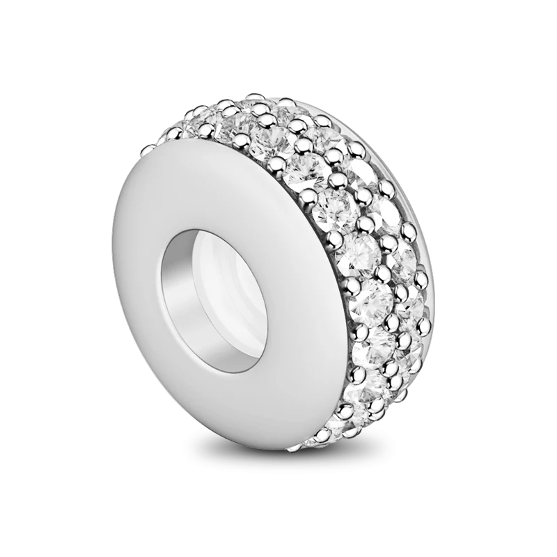 Gnoce Silver Stopper White Stones Charm Platinum-plated Silver Blend - Image 2