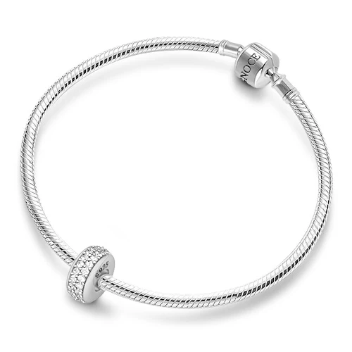 Gnoce Silver Stopper White Stones Charm Platinum-plated Silver Blend - Image 3