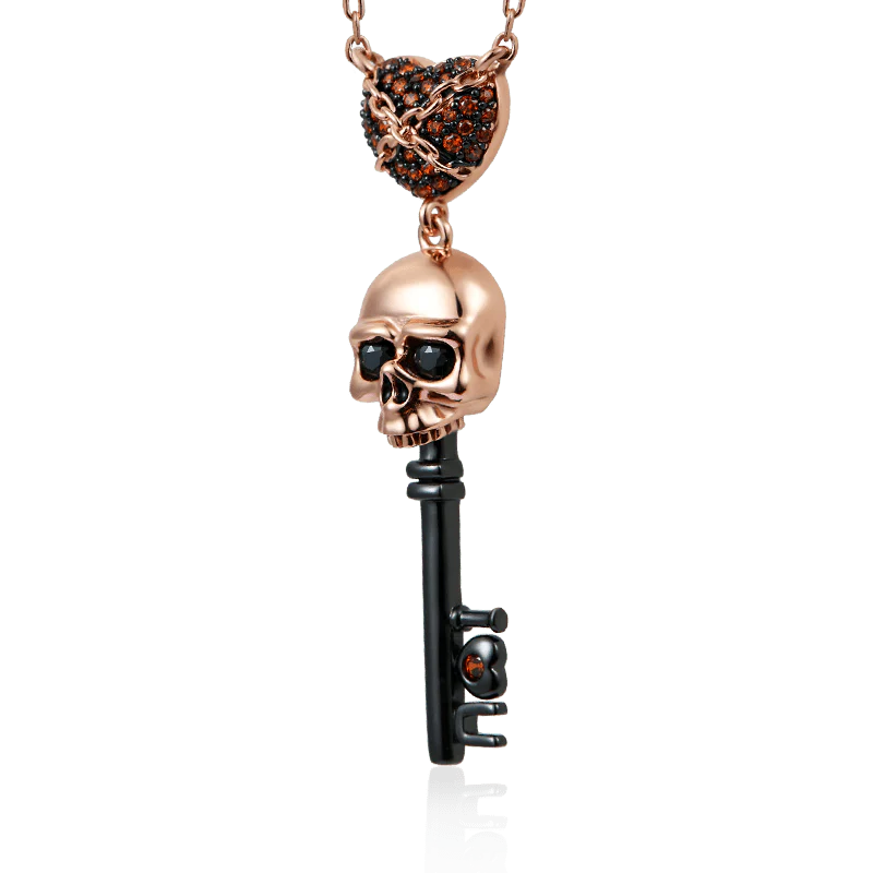 Gnoce Skull Key Rose Gold Plated Necklace Platinum-plated Silver Blend - Image 2