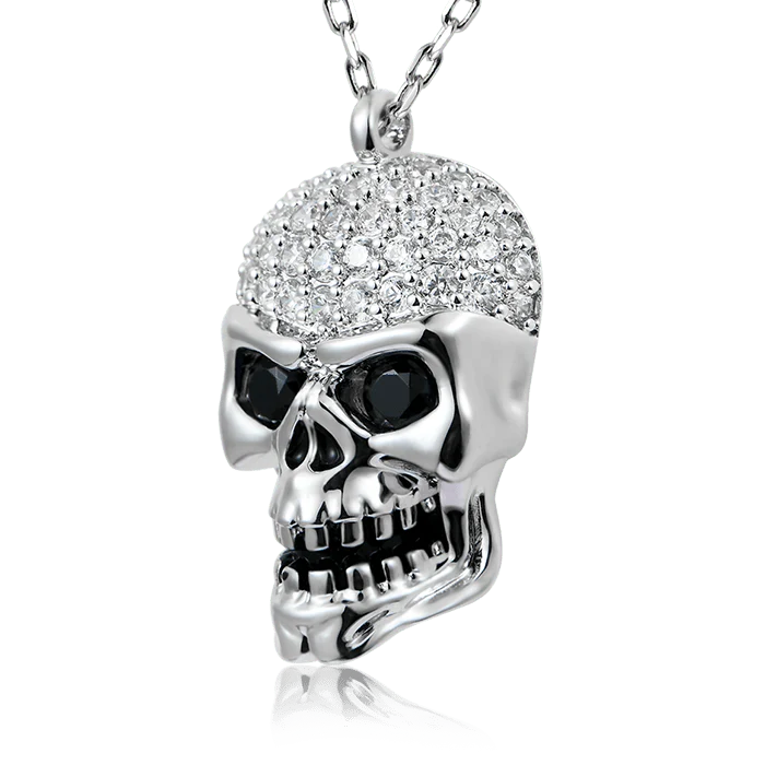 Gnoce Skull Stones Necklace Platinum-plated Silver Blend - Image 3