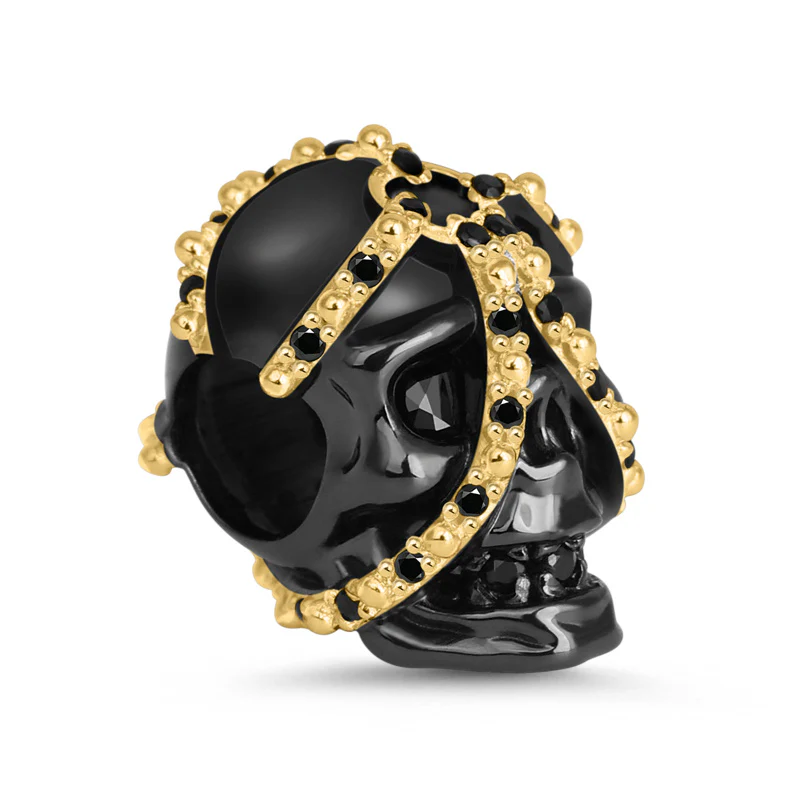 Gnoce Skull Chain Black CZ Charm Platinum-plated Silver Blend - Image 2