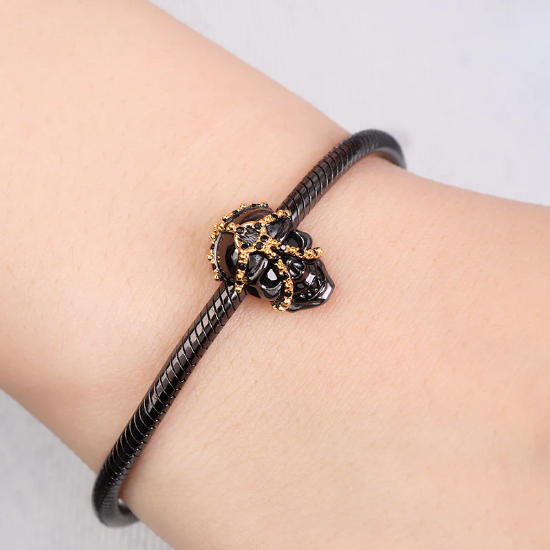 Gnoce Skull Chain Black CZ Charm Platinum-plated Silver Blend - Image 3