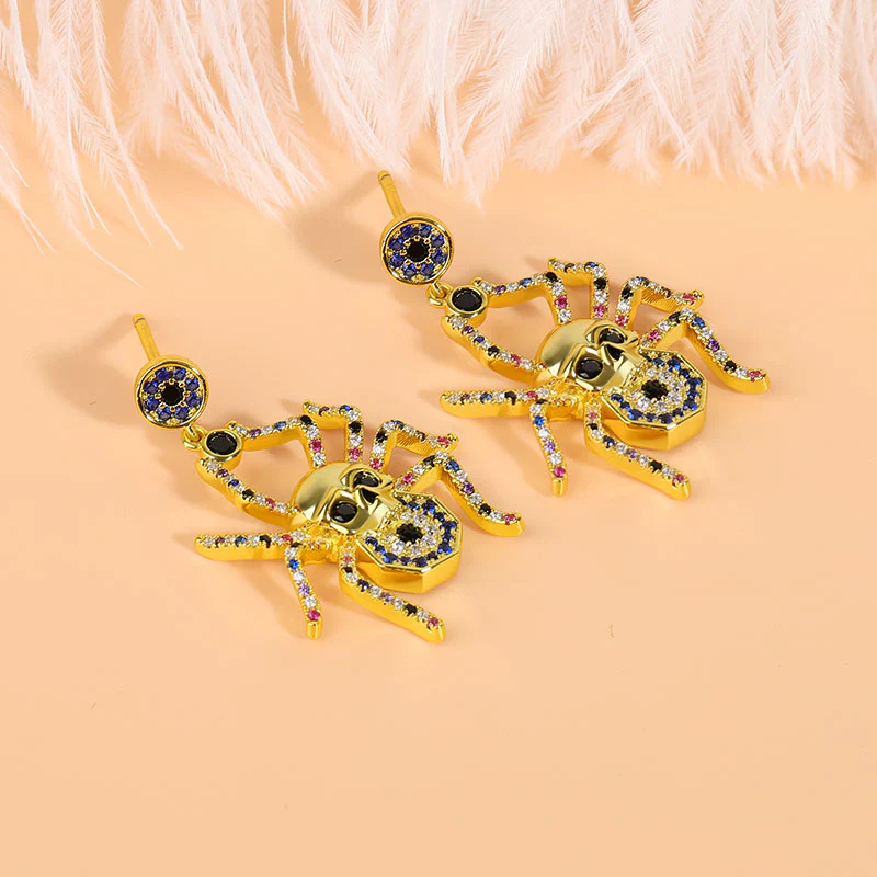 Gnoce Spider Skull Earrings Platinum-plated Silver Blend - Image 2