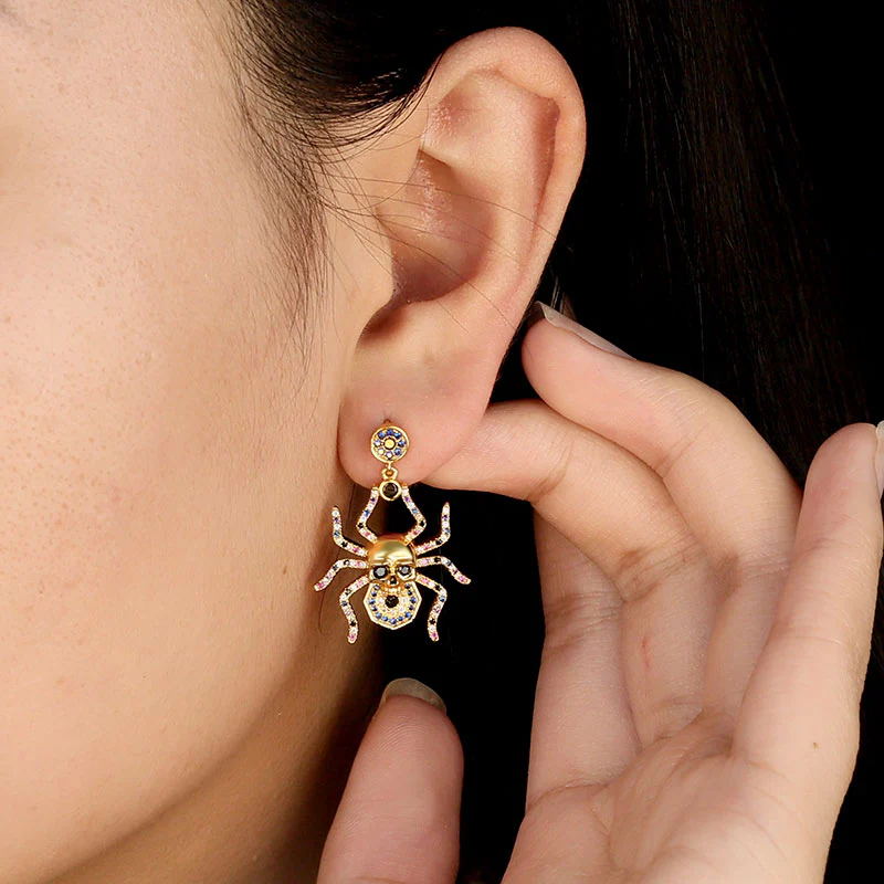 Gnoce Spider Skull Earrings Platinum-plated Silver Blend - Image 3