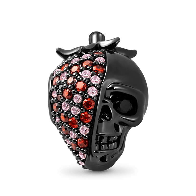 Gnoce Strawberry Skull Charm Platinum-plated Silver Blend