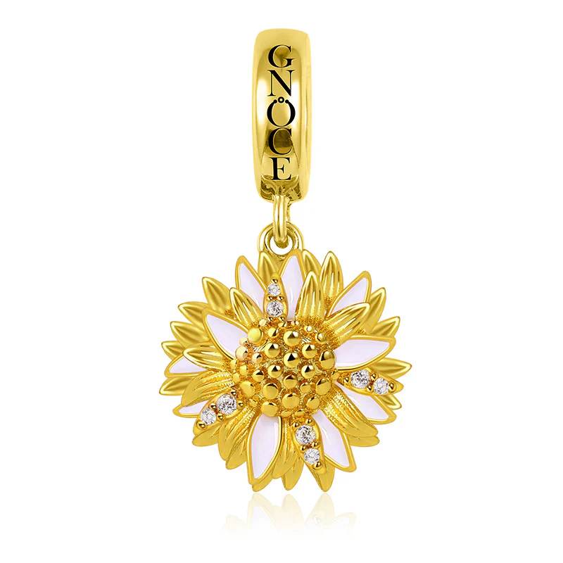 Gnoce Sunflower Charm Platinum-plated Silver Blend