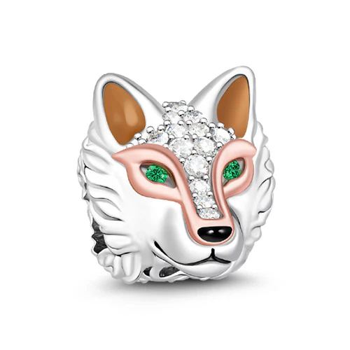 Gnoce Ancient Wolf Charm Platinum-plated Silver Blend